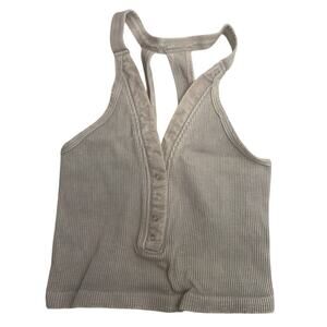 Free People Intimately Nude Ribbed Halter Button Up Top Size M/L